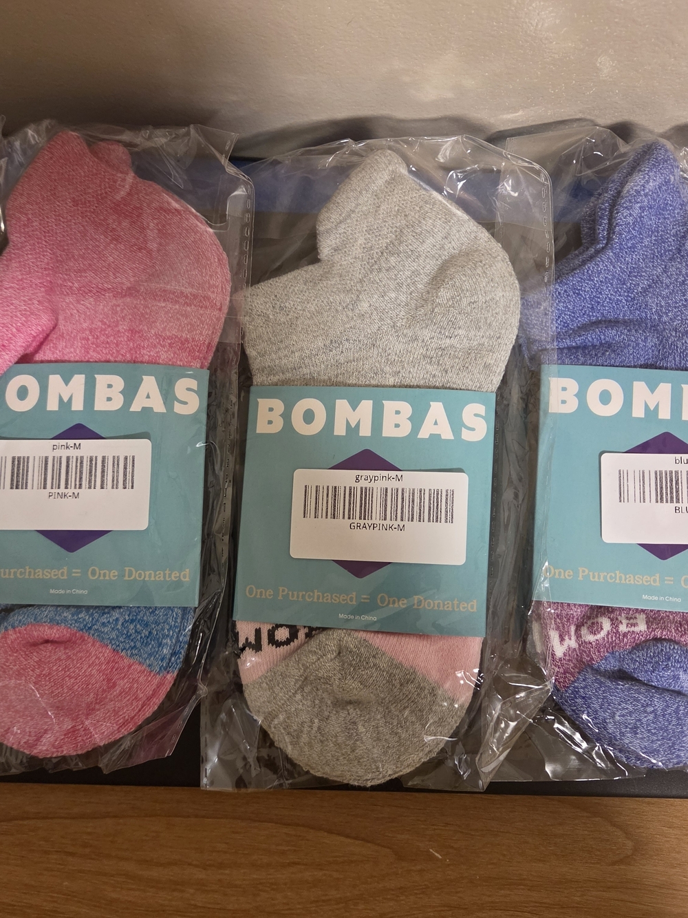 Bombas Pack of 3 Socks - Pink, Gray, Blue